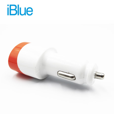 CARGADOR P/AUTO IBLUE USB P/SMARTPHONE Y TABLET BLANCO/NARANJA (PN IBCA05-B/N)**